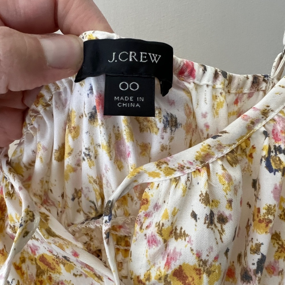 J. Crew yellow white ditzy floral pleated a line midi sun dress pockets 00 EUC - Picture 8 of 14